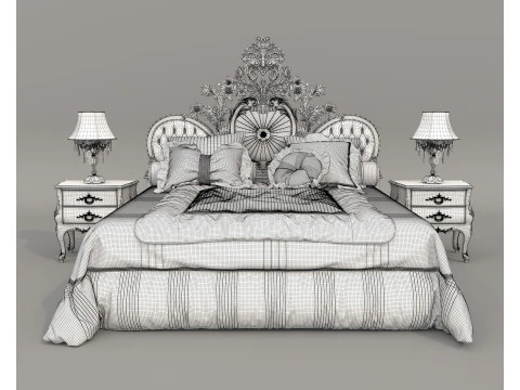 Classic European Style Bed Set 69 3D Model