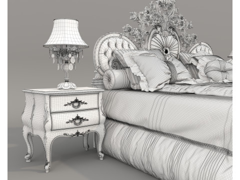 Classic European Style Bed Set 69 3D Model