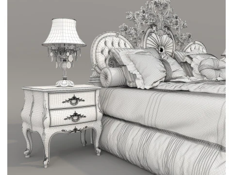 Classic European Style Bed Set 69 3D Model