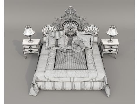 Classic European Style Bed Set 69 3D Model