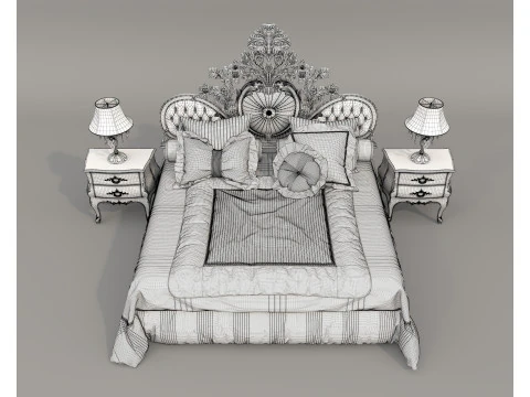 Classic European Style Bed Set 69 3D Model