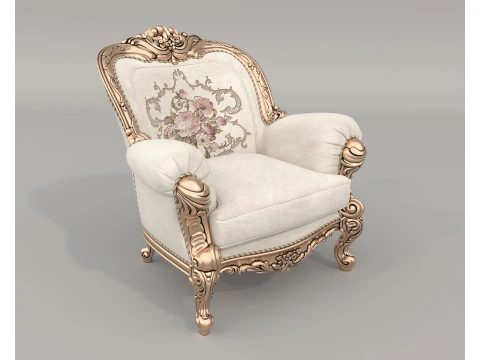 Conjunto de Sof&aacute; y Sill&oacute;n Estilo Cl&aacute;sico Europeo 10 Modelo 3D