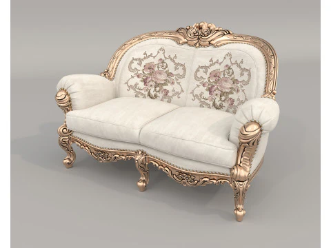 Conjunto de Sof&aacute; y Sill&oacute;n Estilo Cl&aacute;sico Europeo 10 Modelo 3D