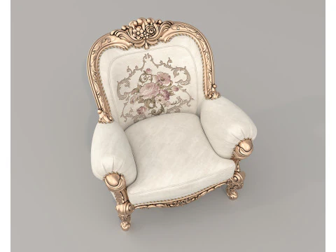 Conjunto de Sof&aacute; y Sill&oacute;n Estilo Cl&aacute;sico Europeo 10 Modelo 3D