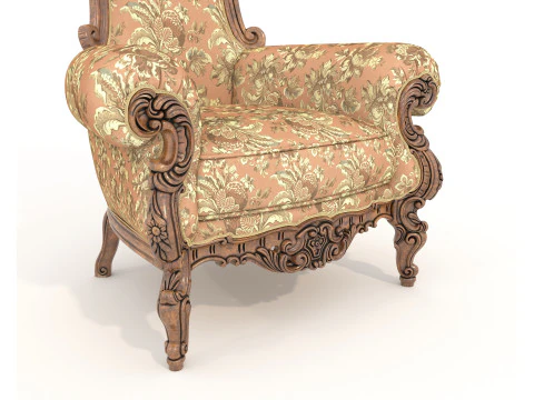 Classic European Style Coffee Table and Armchair 26 3D Model