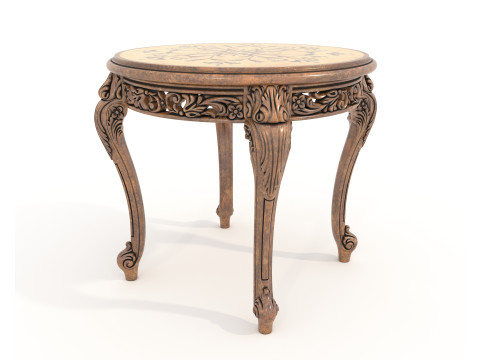 Classic European Style Coffee Table and Armchair 26 3D Model