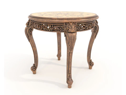 Classic European Style Coffee Table and Armchair 26 3D Model