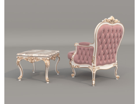 Classic European Style Coffee Table and Armchair 27 3D-Modell