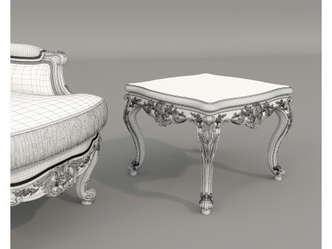 Classic European Style Coffee Table and Armchair 27 3D-Modell