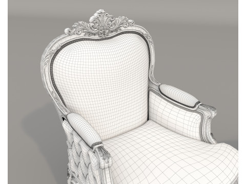 Classic European Style Coffee Table and Armchair 27 3D-Modell