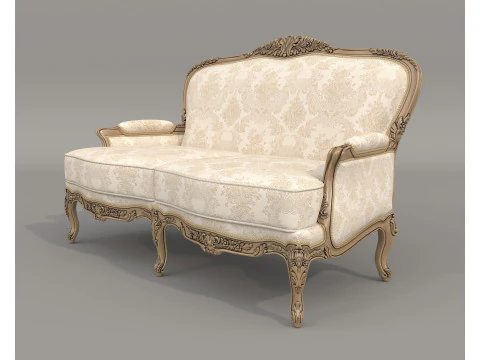 Conjunto cl&aacute;ssico de sof&aacute; e poltrona estilo europeu 11 Modelo 3D