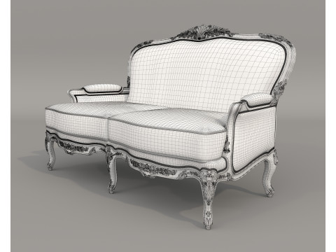 Classic European Style Sofa and Armchair Set 11 Model 3D