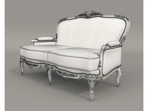 Conjunto cl&aacute;ssico de sof&aacute; e poltrona estilo europeu 11 Modelo 3D