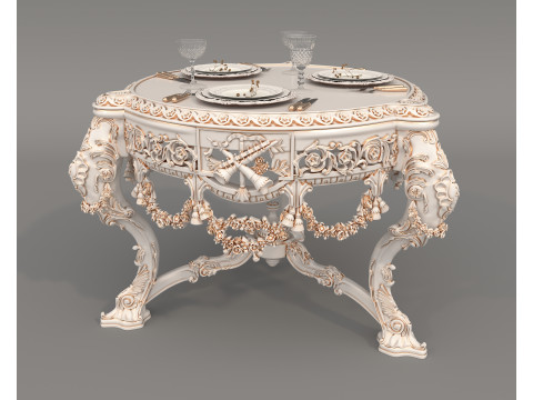 Classic European style Dining Table and Chairs 60 Modelo 3D