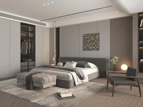Modern Bedroom Scene 49 3D Model