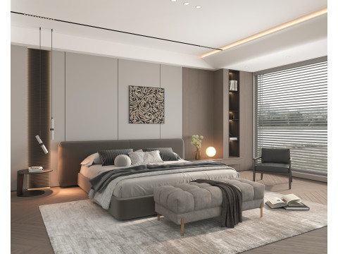 Modern Bedroom Scene 49 3D Модель