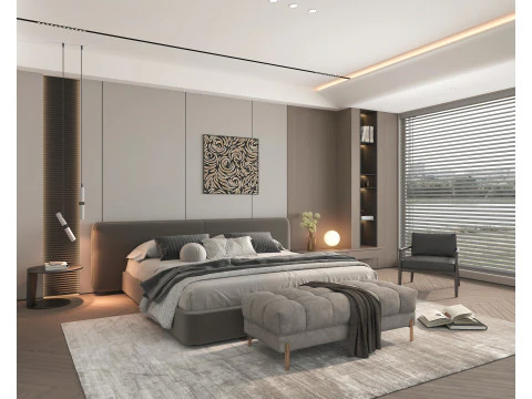 Modern Bedroom Scene 49 3D Model