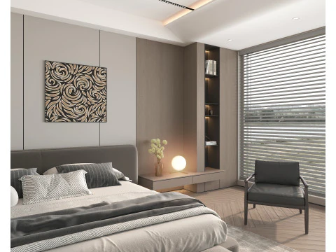 Modern Bedroom Scene 49 3D Model