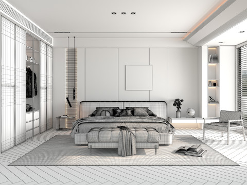 Modern Bedroom Scene 49 3D Модель