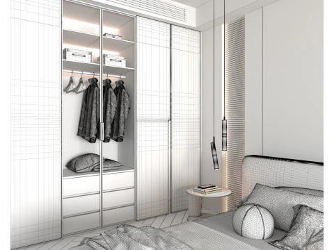 Modern Bedroom Scene 49 3D Model