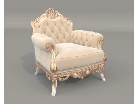 Classic European Style Sofa and Armchair Set 12 3D Model