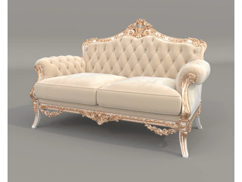 Classic European Style Sofa and Armchair Set 12 3D Model