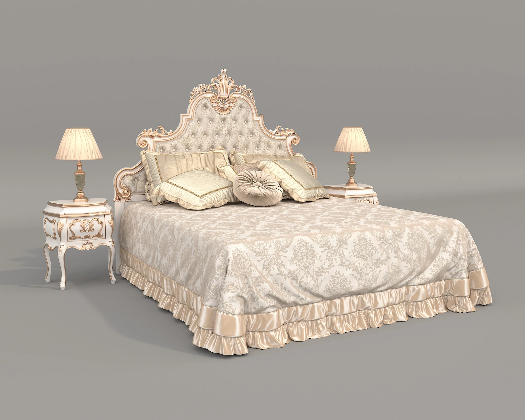 Juego de cama estilo cl&aacute;sico europeo 70 Modelo 3D .c4d .max .obj .3ds .fbx .stl .blend 