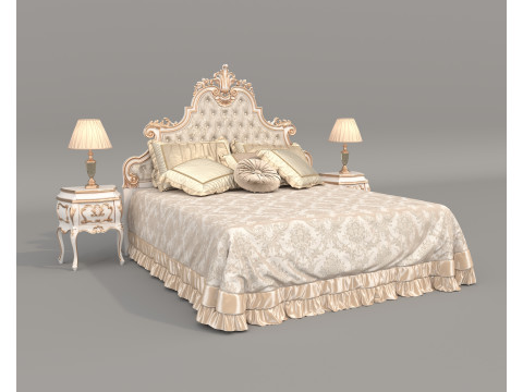 Classic European Style Bed Set 70 Modelo 3D