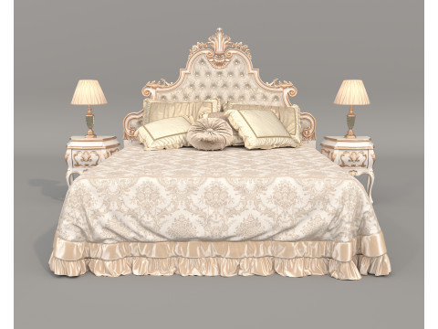 Classic European Style Bed Set 70 Modelo 3D