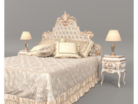 Classic European Style Bed Set 70 Modelo 3D