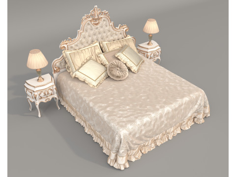Classic European Style Bed Set 70 Modelo 3D