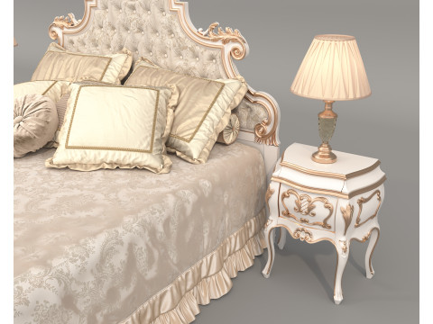 Classic European Style Bed Set 70 Modelo 3D