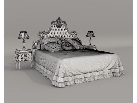Classic European Style Bed Set 70 Modelo 3D