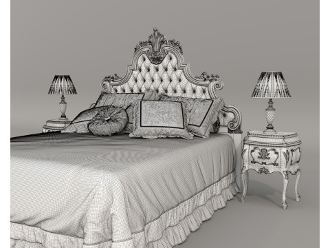 Classic European Style Bed Set 70 Modelo 3D