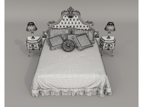 Classic European Style Bed Set 70 Modelo 3D