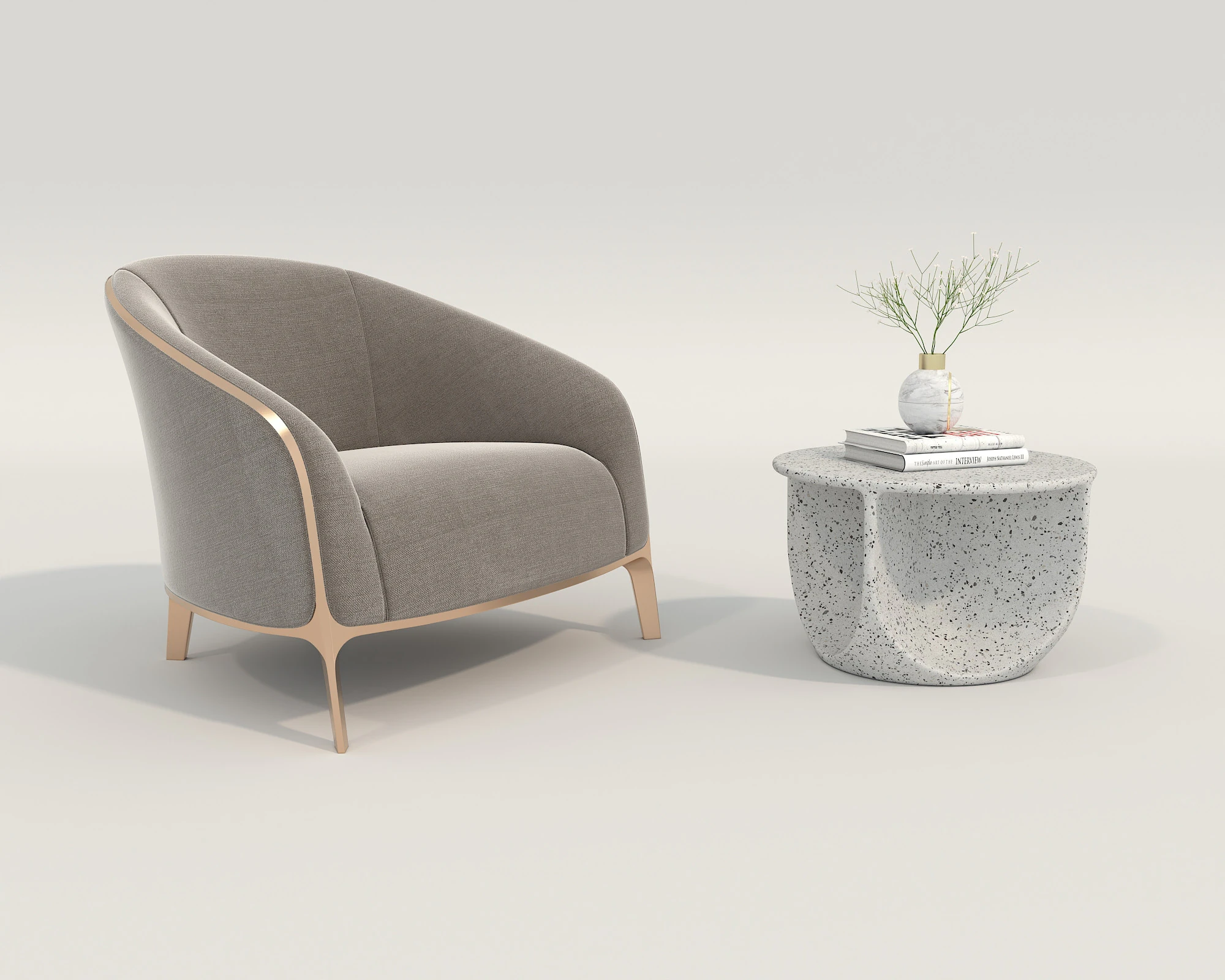 Modern Coffee Table and Armchair 55 3D Model .c4d .max .obj .3ds .fbx .stl .blend 