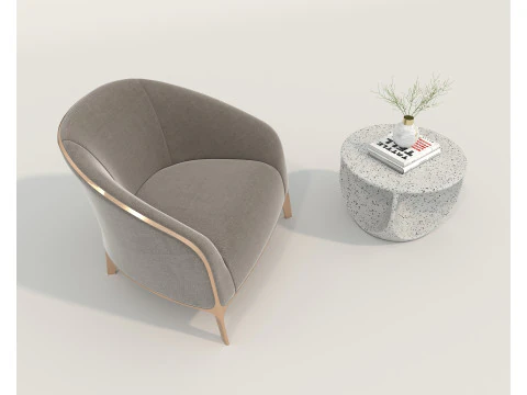 Modern Coffee Table and Armchair 55 3D Model