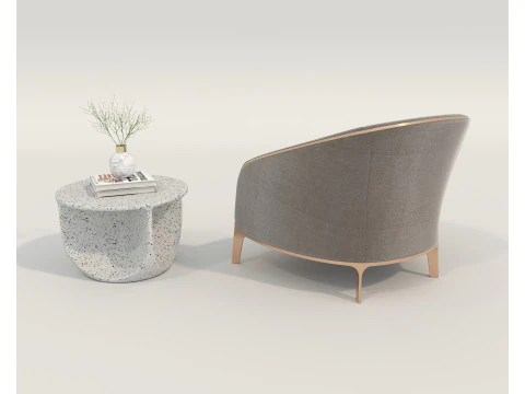 Modern Coffee Table and Armchair 55 3D Model