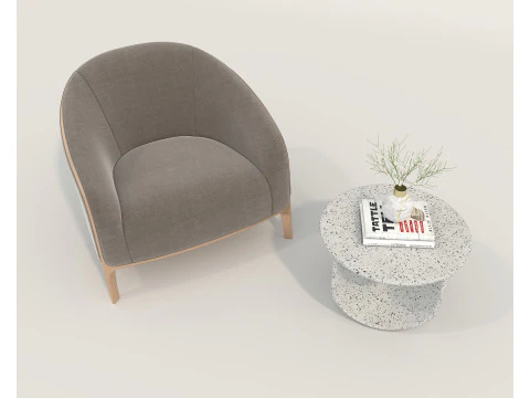 Modern Coffee Table and Armchair 55 3D Model