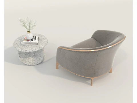 Modern Coffee Table and Armchair 55 3D Model