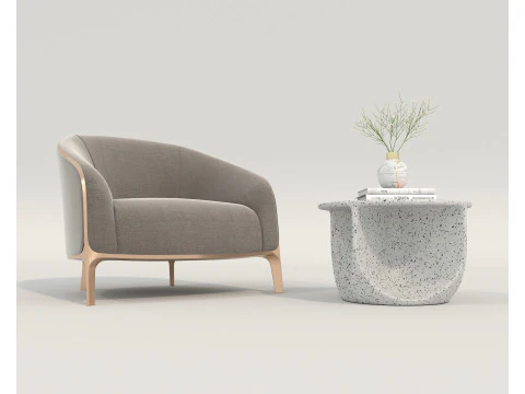 Modern Coffee Table and Armchair 55 3D Model