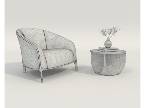 Modern Coffee Table and Armchair 55 Modello 3D