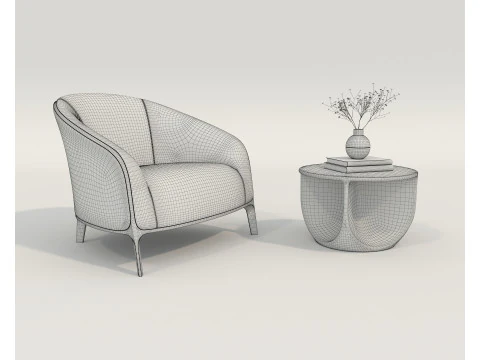 Modern Coffee Table and Armchair 55 3D Model