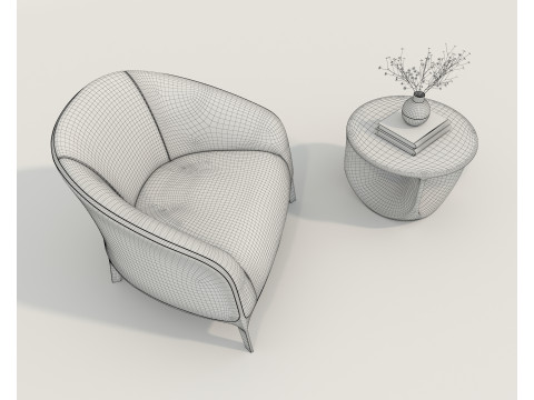 Modern Coffee Table and Armchair 55 Modello 3D