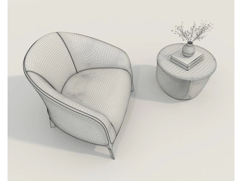 Modern Coffee Table and Armchair 55 3D Model
