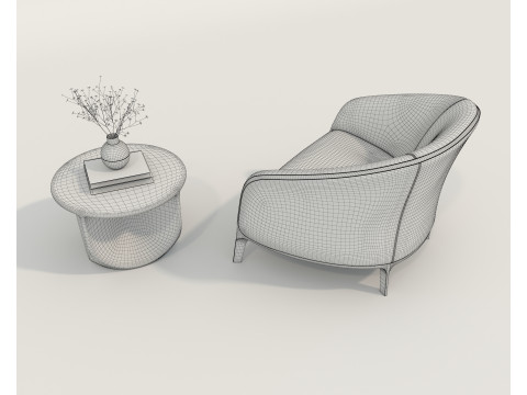 Modern Coffee Table and Armchair 55 Modello 3D