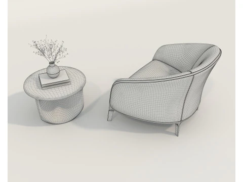Modern Coffee Table and Armchair 55 3D Model