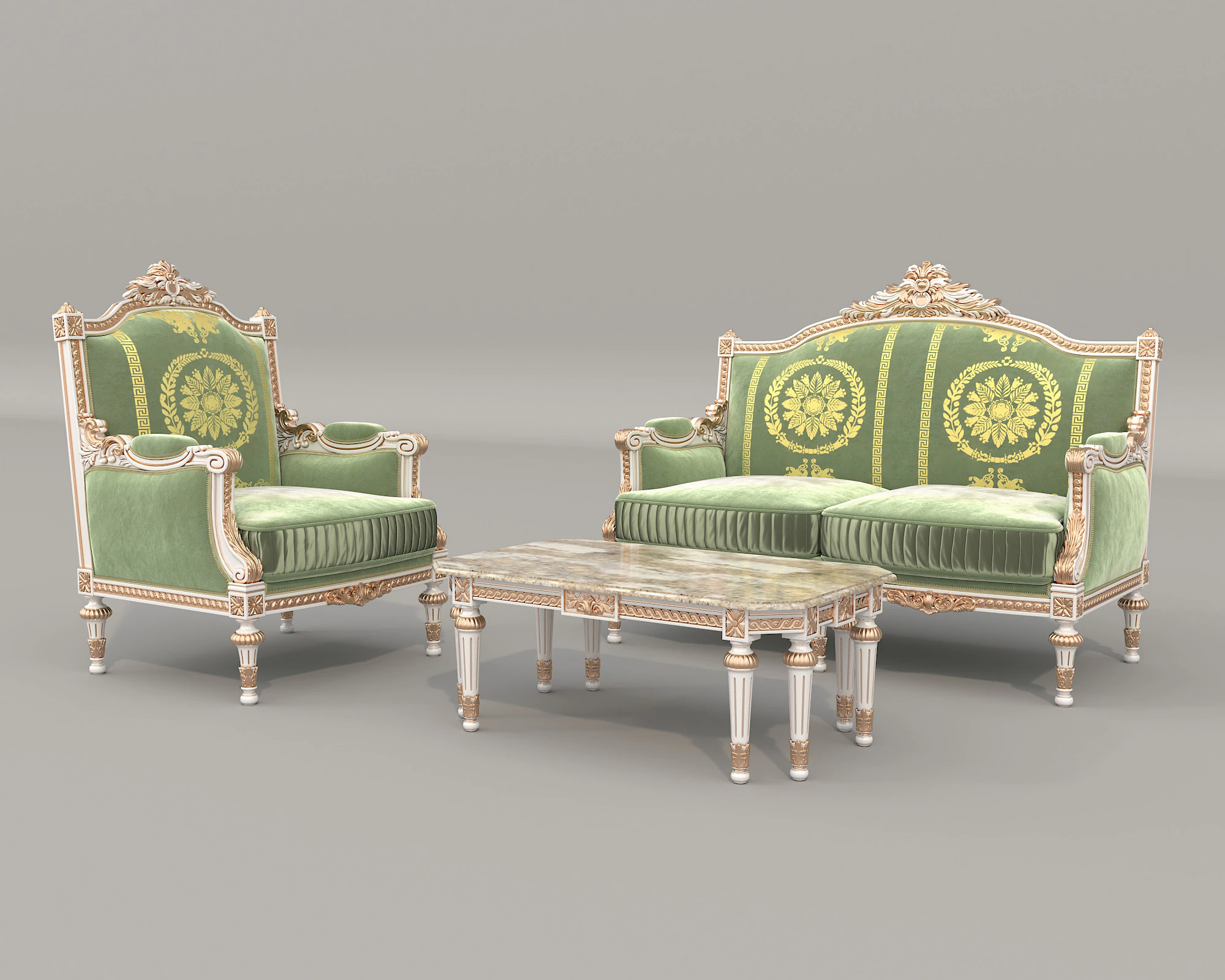 Ensemble canap&eacute; et fauteuil de style europ&eacute;en classique 13 Modèle 3D .c4d .max .obj .3ds .fbx .stl .blend 