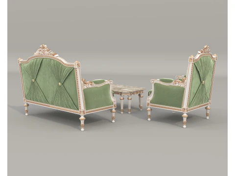 Ensemble canap&eacute; et fauteuil de style europ&eacute;en classique 13 Modèle 3D