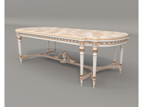 Classic European style Dining Table and Chairs 61 Modello 3D